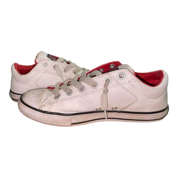 Kids White Converse Synthetic Leather Slip on No Tie Shoes Youth Size 5 - Picture 3 of 11